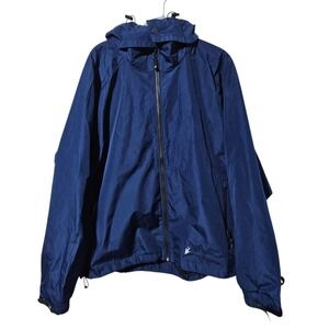 Frogg Toggs Jacket Mens XL Blue Hooded Full Zip Waterproof Outerwear Windbreaker